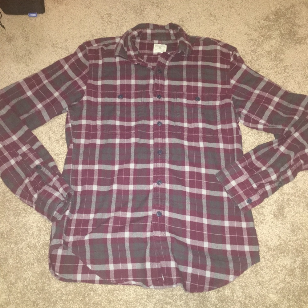 EUC men’s j crew flannel plaid burgundy